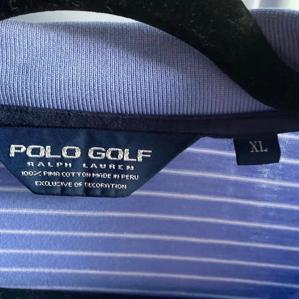 Polo Golf Ralph Lauren Shirt Mens XL Lt Blue White Striped Short Sleeve Stretch